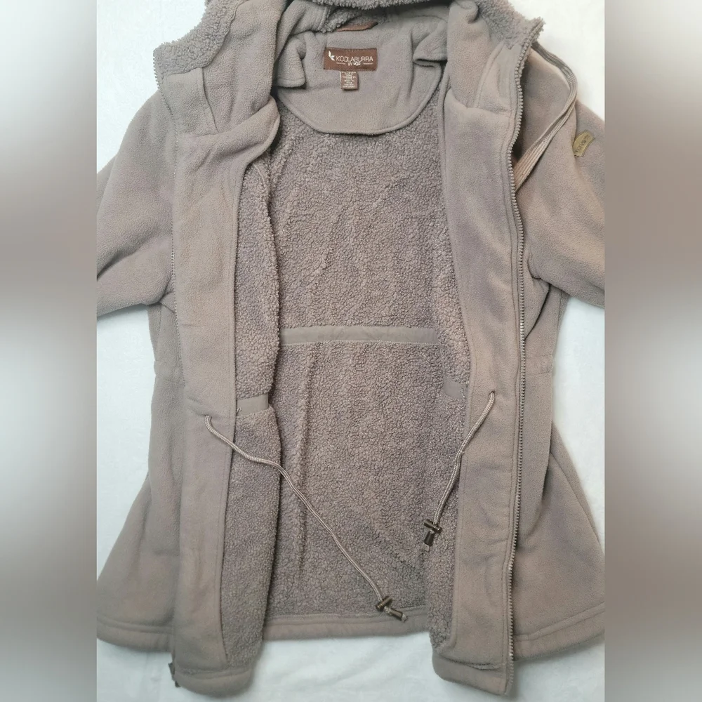 Koolaburra by UGG Cozy Sherpa Jacket Sz XL Truffle Mauve Hooded Zip Up Fleece - Picture 11 of 16